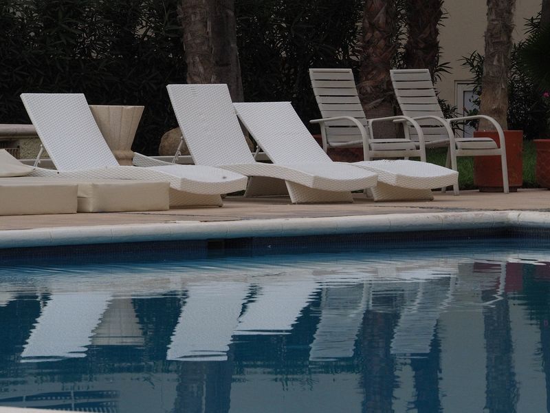 Lounge chairs by the pool